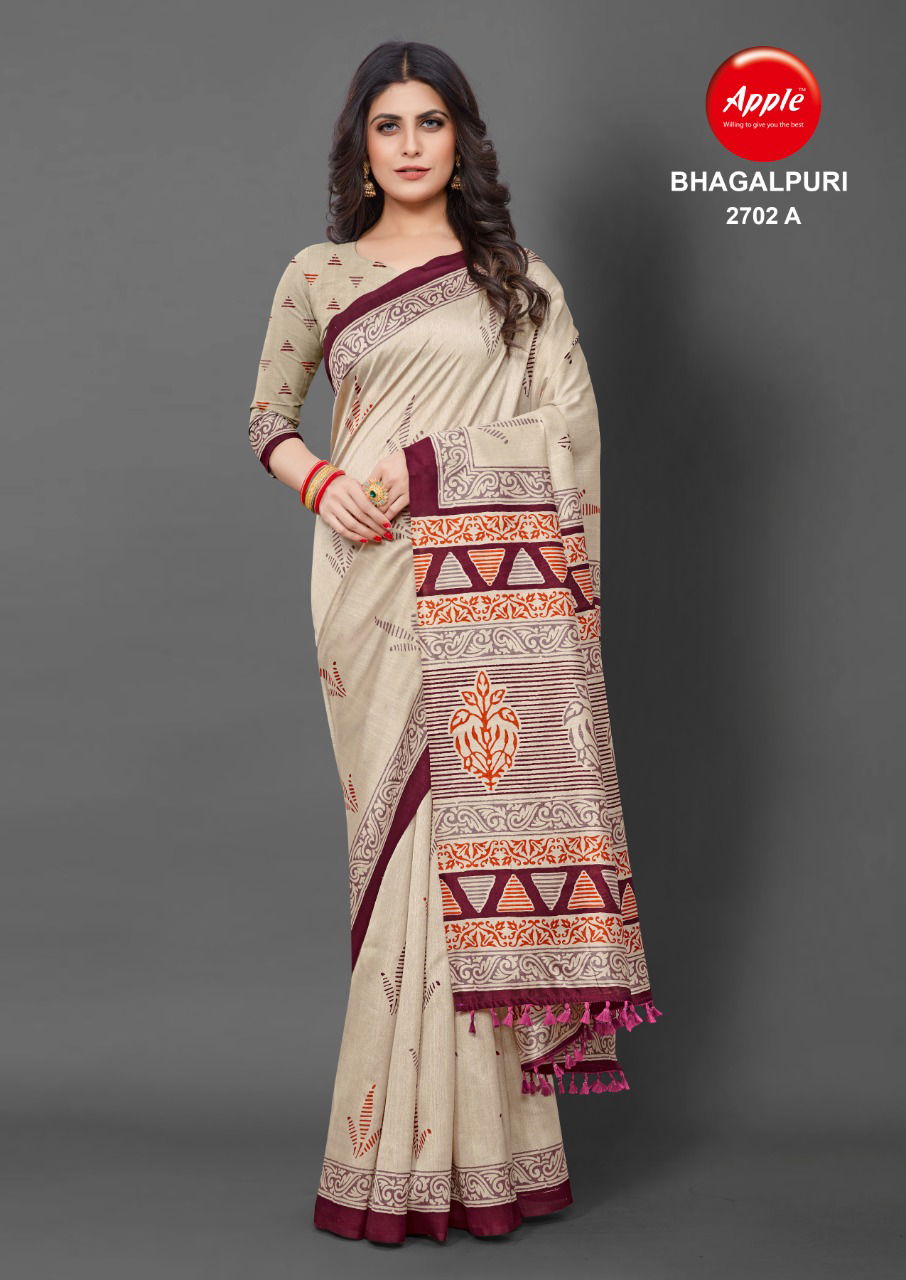 Apple Bhagalpuri 2702 Casual Wear Wholesale Bhagalpuri Silk Sarees
